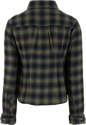 Our Legacy Womens Embroidered Cotton Blend Shirt Yukon Check Woolton Exterior: Wool Camicie