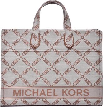 Michael Kors Grab Tote Tas met Logo Voering - Dames - Shoppers - Beige - ONE Size - Polyester - Tassen
