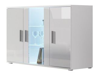 Mirjan24 Mobilier1 - Aparador Tornola 106, Blanco + Blanco Brillante, 80x120cm, N&uacute;mero De Puertas: 041cm, Aglomerado Laminado, Vidrio, Led
