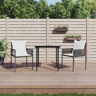 vidaXL Juego Comedor Jard&iacute;n 3 Piezas Y Cojines Rat&aacute;n Sint&eacute;tico Y Acero Vidaxl