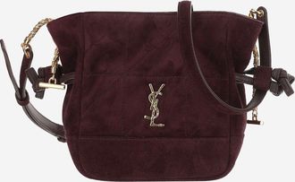Saint Laurent Womens Suede Shoulder Bag Bordeaux Leather And