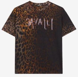 Roberto Cavalli Leopard Print Cotton T-Shirt, Size X-Small
