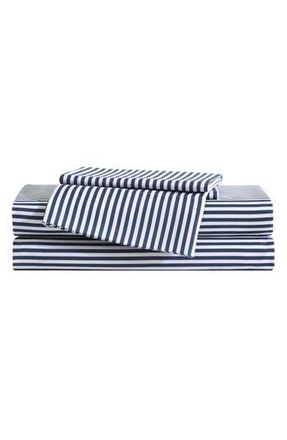 Eddie Bauer Vivid Stripe Microfiber Sheet Set in White/Moon Blue at Nordstrom Rack, Size Twin X-Long