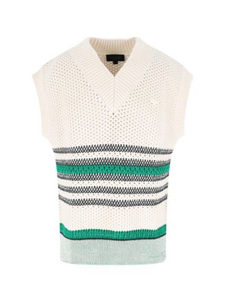 Lacoste Multicolor Striped Piquet Cotton Blend Vest