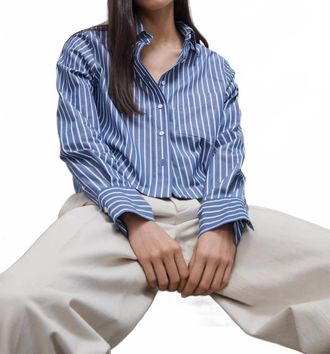 Closed Cropped Classic Shirt In New Navy