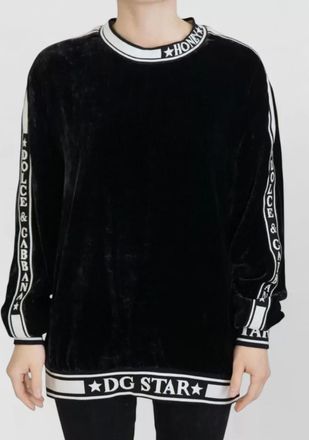 Dolce & Gabbana velvet logo-trim crewneck sweatshirt