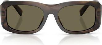 Dolce & Gabbana 57mm Rectangular Sunglasses in Striped Tobacco /Brown at Nordstrom