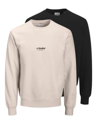 Jack & Jones Confezione da 2 felpe nere e beige-Nero
