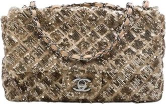 Chanel Pre-owned Vintage Pailletten Schoudertas - Dames - Vintage Schoudertas - Beige - ONE Size - Pailletten - Vintage
