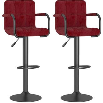 vidaXL Taburetes De Cocina 2 Unidades Terciopelo Rojo Vino Tinto Vidaxl