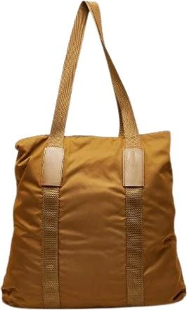 Prada Pre-owned Tote Bags, female, Brown, Size: ONE SIZE Pre-owned Nylon Tote Bag