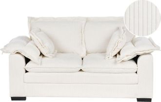 Beliani Beliani - Sof&aacute; 2 Plazas Tapicer&iacute;a De Pana Cojines Adicionales Mueble Sala De Estar Blanco Tirro