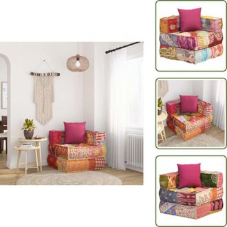 vidaXL The Living Store Pouf Modulare con Cuscino in Tessuto Patchwork - Divano angolare