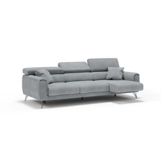 Divani.Store Sof&aacute; 3 plazas extensibles en tejido impermeable 244 cm gris claro