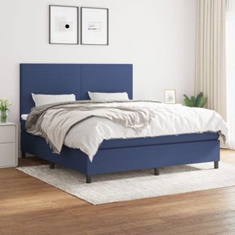 vidaXL Vidaxl - Cama Box Spring Con Colch&oacute;n Tela Azul 180x200 Cm