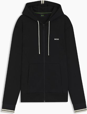HUGO BOSS Mens Zone Stripe Detail Zip Up Hoodie - Black - Size: 38