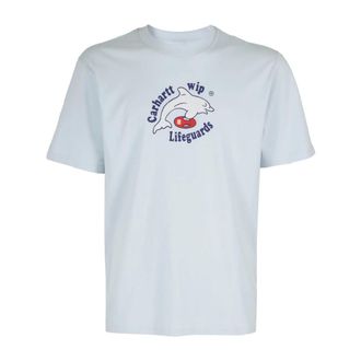 Carhartt Work in Progress Carhartt Wip, T-Shirts, male, Blue, Size: S Lifeguards T-shirt in Light Blue Cotton