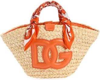 Dolce & Gabbana DG Logo Woven Straw Tote in Ih3Tn Majolica 6 Orange at Nordstrom