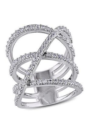 Delmar White Topaz Triple Crisscross Ring in Silver at Nordstrom Rack, Size 10