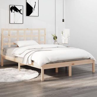 vidaXL Estructura De Cama De Matrimonio Madera Maciza 135x190 Cm Vidaxl