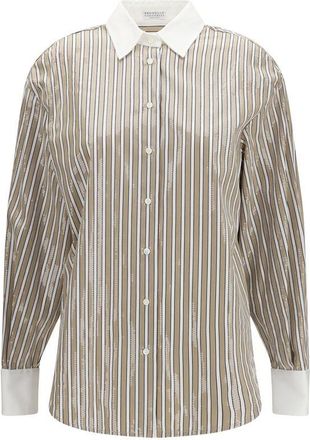 Brunello Cucinelli Beige Cotton Pattern Womens Shirt