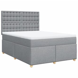vidaXL Vidaxl - Cama Box Spring Con Colch&oacute;n Tela Gris Claro 160x200 Cm