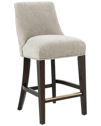 Manhattan Comfort Beever Chenille Counter Stool With Rubberwood Legs