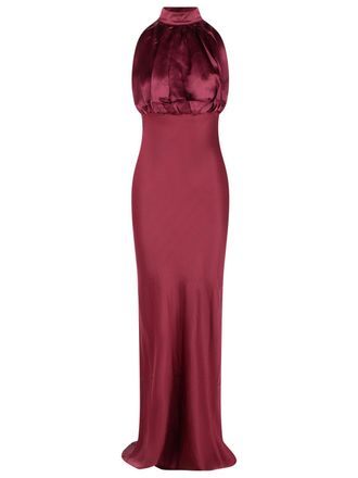 Rotate Kalina burgunderfarbenes Seidenkleid drehen
