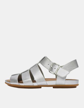 FitFlop Womens FitFlop Womens Gracie Leather Fisherman Sandals - Silver 011 - Size: 6