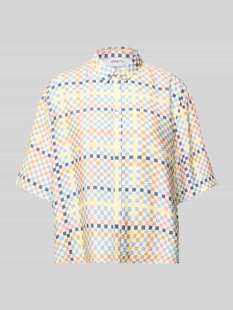 Jake*s Casual Relaxed Fit Bluse aus Viskose-Mix im Allover-Look in Offwhite, Gr&ouml;&szlig;e 34