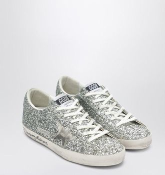 Golden Goose Super Star Sneakers aus silbernem Glitzer mit D&eacute;grad&eacute;-Effekt