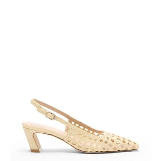 Stuart Weitzman Stassi Woven Slingback 50 - female - Stuart Weitzman - Pumps - Yellow - 3 1/2 UK - Shoes