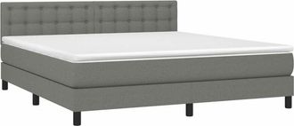 vidaXL Cama Box Spring Con Colch&oacute;n Tela Gris Oscuro 180x200 Cm Vidaxl