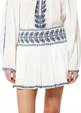Isabel Marant Picadilia Embroidered Skirt In Ecru/blue