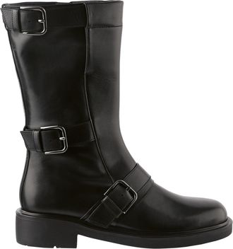 H&ouml;gl Black Billie Smooth Finish Buckle Straps Leather Ankle Boots