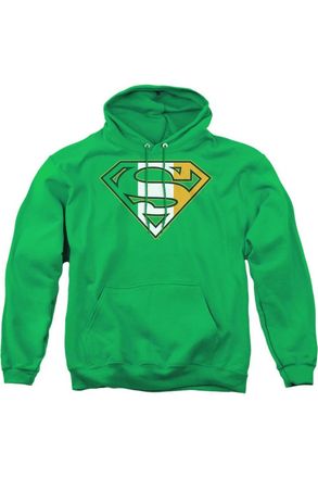Gildan Superman Irish Shield Adult Pull Over Hoodie / Hooded Sweatshirt