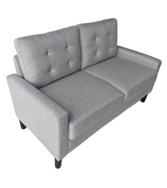 Home Heavenly Sof&aacute; de 2 plazas en tela antimanchas en gris claro 86 x 140 x 76 cm