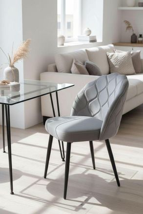 Regalos Miguel Sillas Comedor - Silla Mirei Black Terciopelo - Gris