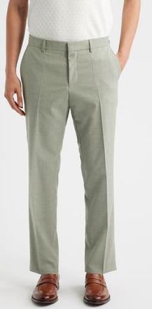 BOSS Genius Slim Fit Microcheck Flat Front Stretch Dress Pants in Medium Green at Nordstrom Rack, Size 40 X R