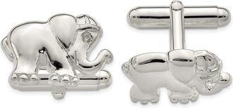 Diamond2Deal Sterling Silver Cubic Zirconia Elephant Cuff Links