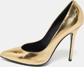 Giuseppe Zanotti Gold Leather Pointed Toe Pumps