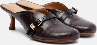 Ganni 40 crocodile-effect leather mules