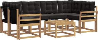 vidaXL Conjunto De Sof&aacute;s De Exterior 7 Uds. Blanco Y Negro Vidaxl