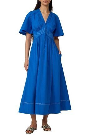 Diane Von F&uuml;rstenberg Dawn Stretch Cotton Poplin Midi Dress in Carfu at Nordstrom, Size 12