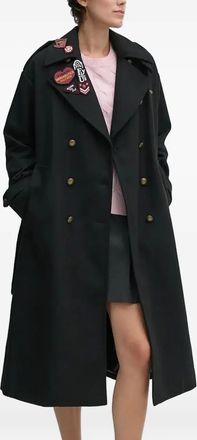 Aeronautica Cappotto con cintura e applicazioni - Nero