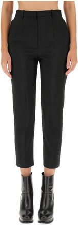 Alexander McQueen Broeken, Dames, Zwart, S, Wol, High Waist Cigarette Broek