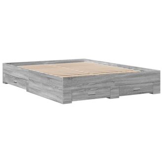 Berkfield Home Modern Bed Frame w/Drawers Frame Grey Sonoma 150x200 cm King Size