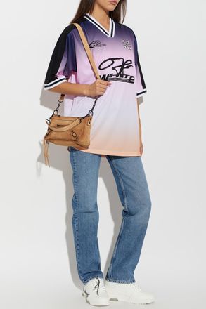 Off-white Oversize T-shirt With A V-neck, Womens, Multicolour