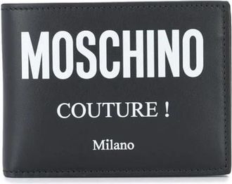 Moschino Leren Logo Portemonnee - Heren - Portefeuilles - Zwart - ONE Size - Leer - Accessoires