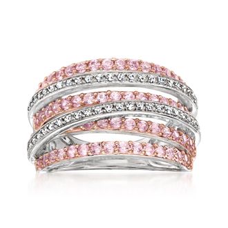 Ross-Simons Pink Sapphire and. Diamond Highway Ring in 2-Tone Sterling Silver